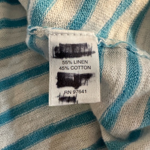 J. Jill Linen Blend Striped 3/4 Sleeve Boxy front pocket Tunic Size Large - Picture 8 of 10